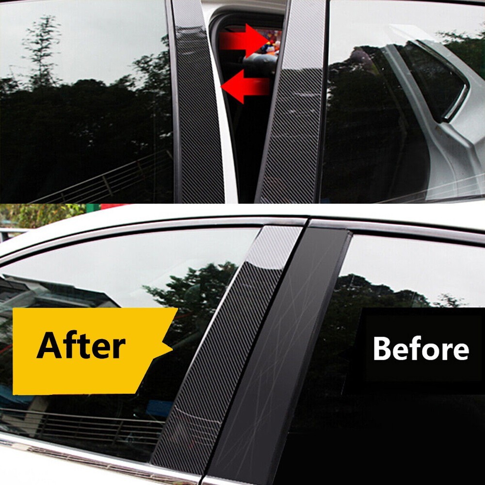 6pcs For 2016-2021 Honda Civic Door Pillar Post Trim Carbon Fiber Color Decor US