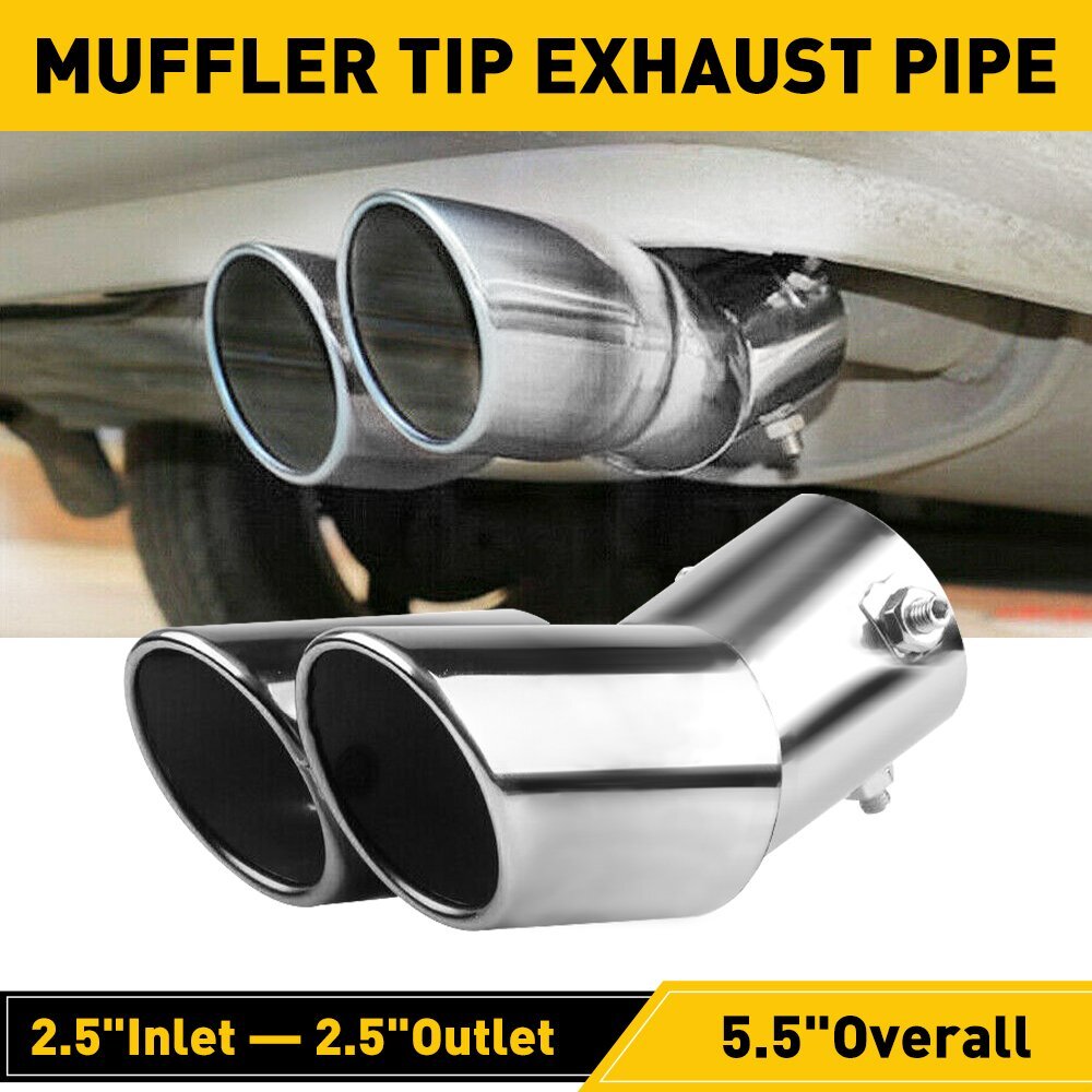 Dual Tail Pipe Tip Muffler Auto Accessories Replace Chrome Kit Car Rear Exhaust