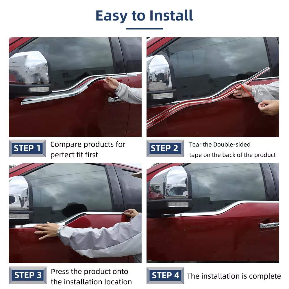 4PCS L+R Chrome Window Molding Bottom Sill Trim Strip For Ford F150 2015-2020 US