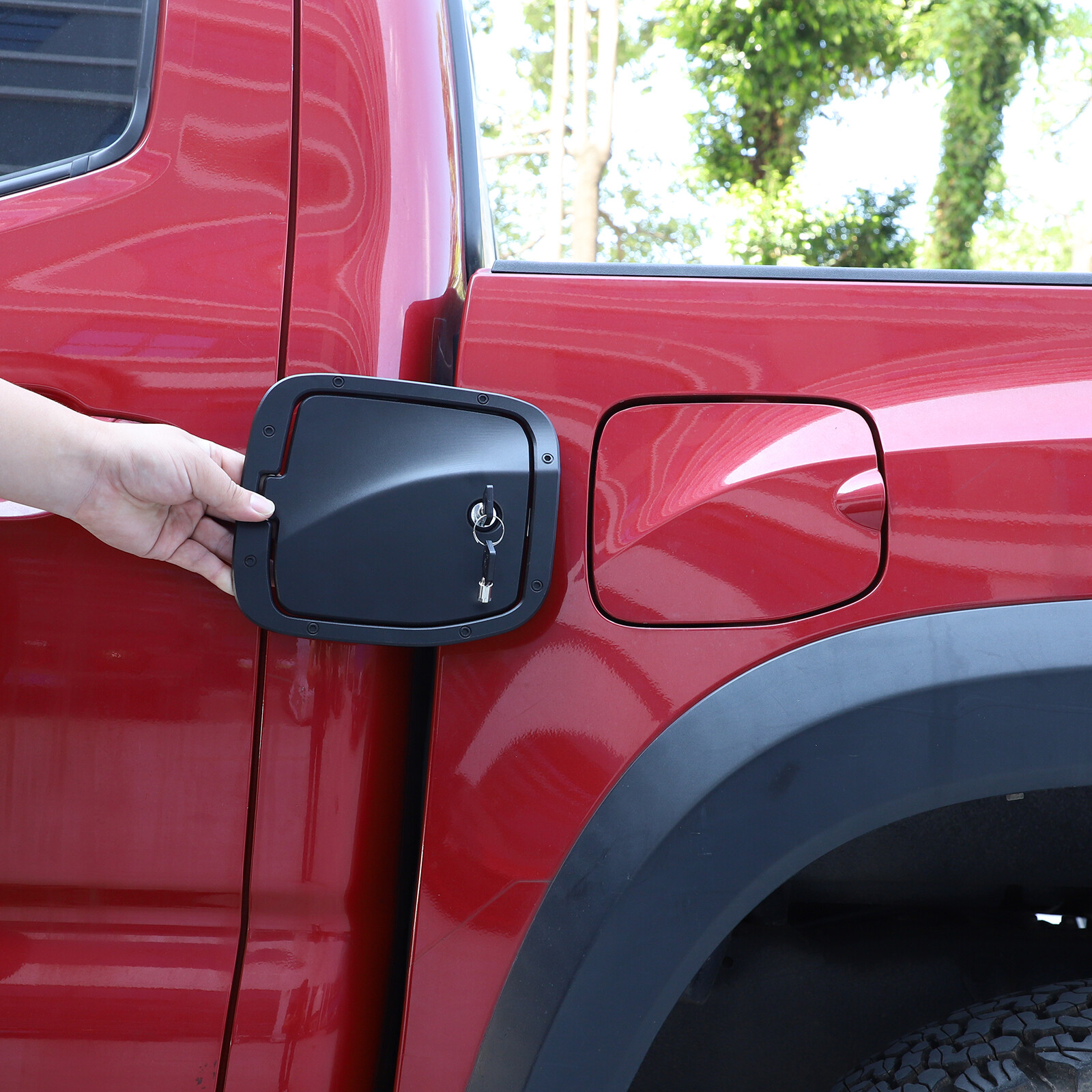 Aluminum Fuel Tank Cap Locking Door Replacement Lid Fits Toyota Tacoma 2016-2023
