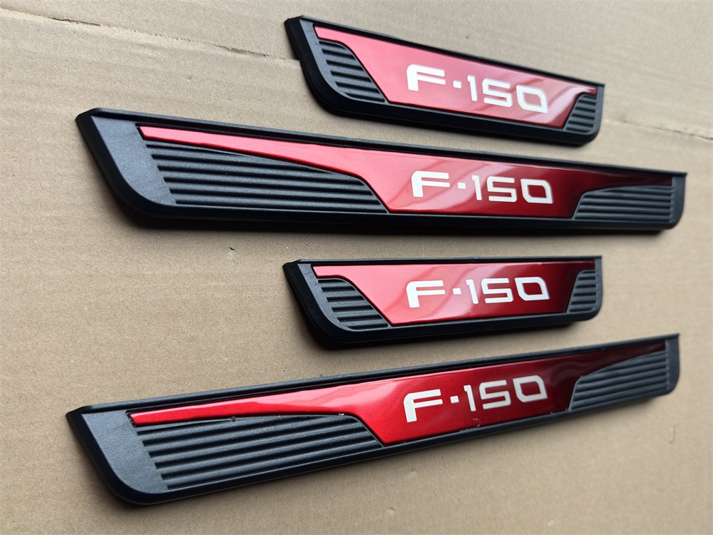 Stainless Steel Red Door Sill Scratch Guard Cover Set For Ford F-150 Accessories