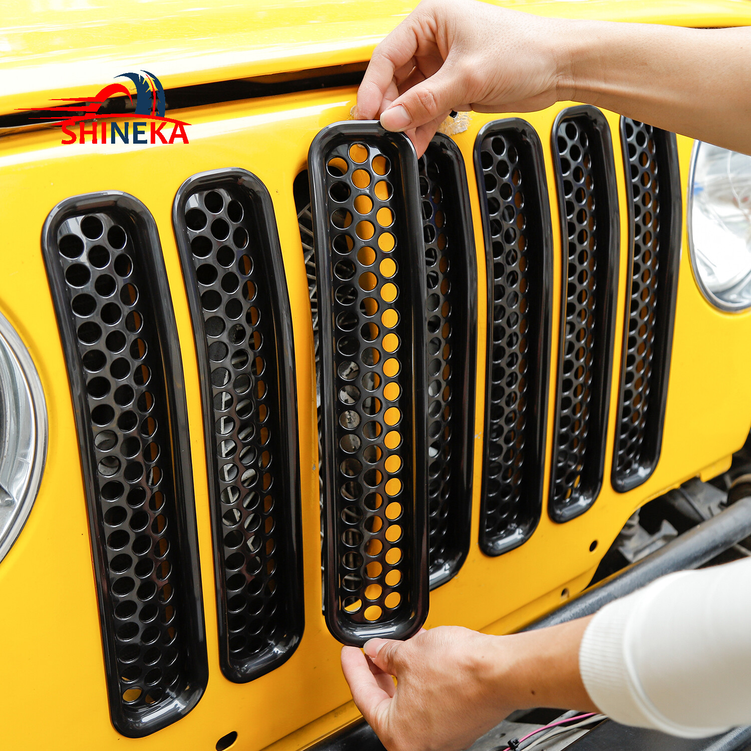Front Grille Cover Insert Mesh Grill Shell fit For Jeep Wrangler TJ Accessories