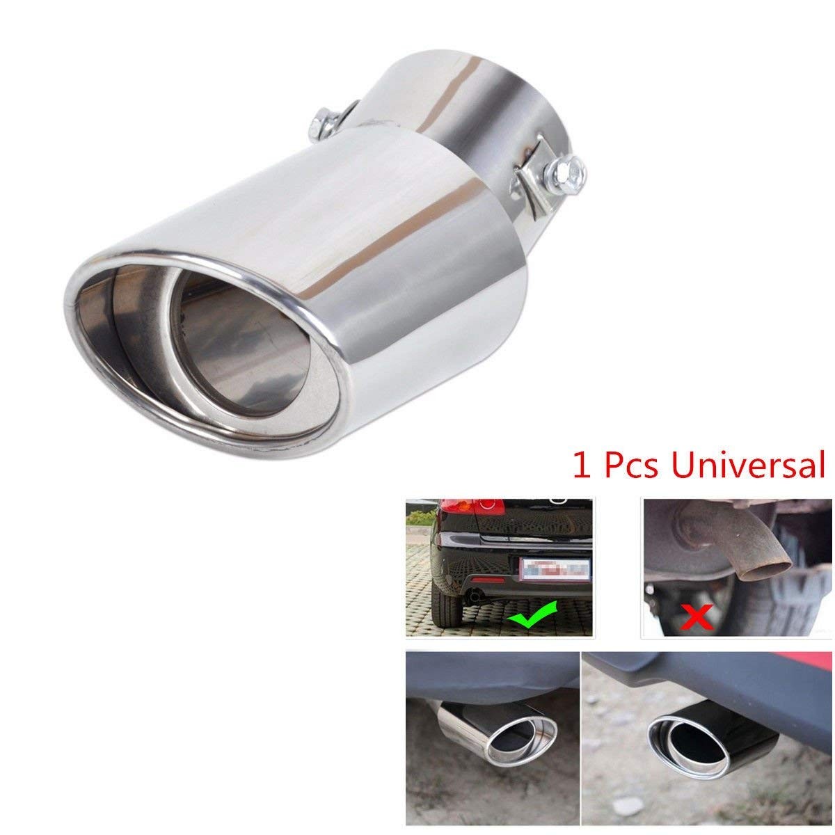 Muffler Tip Exhaust Pipe Effect Chrome Stainless Car Steel 1.75-2.5 inch EAD