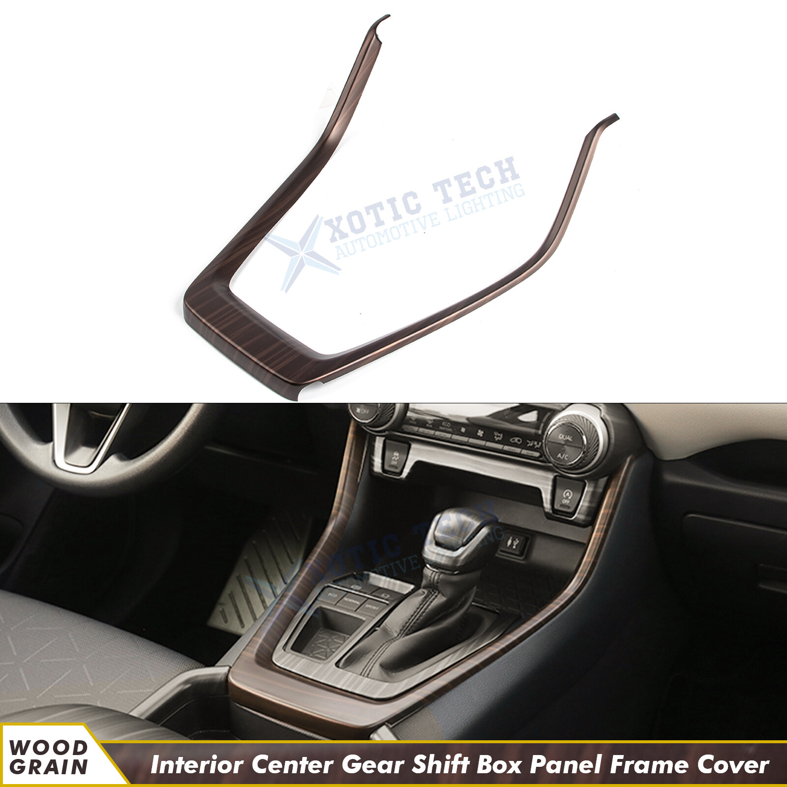 Interior Wood Texture Gear Shift Box Panel Frame Trim For Toyota RAV4 2019-2024