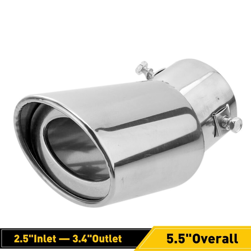 Auto Car Exhaust Pipe Tip Tail Muffler Stainless Steel Replacement Silver Acces