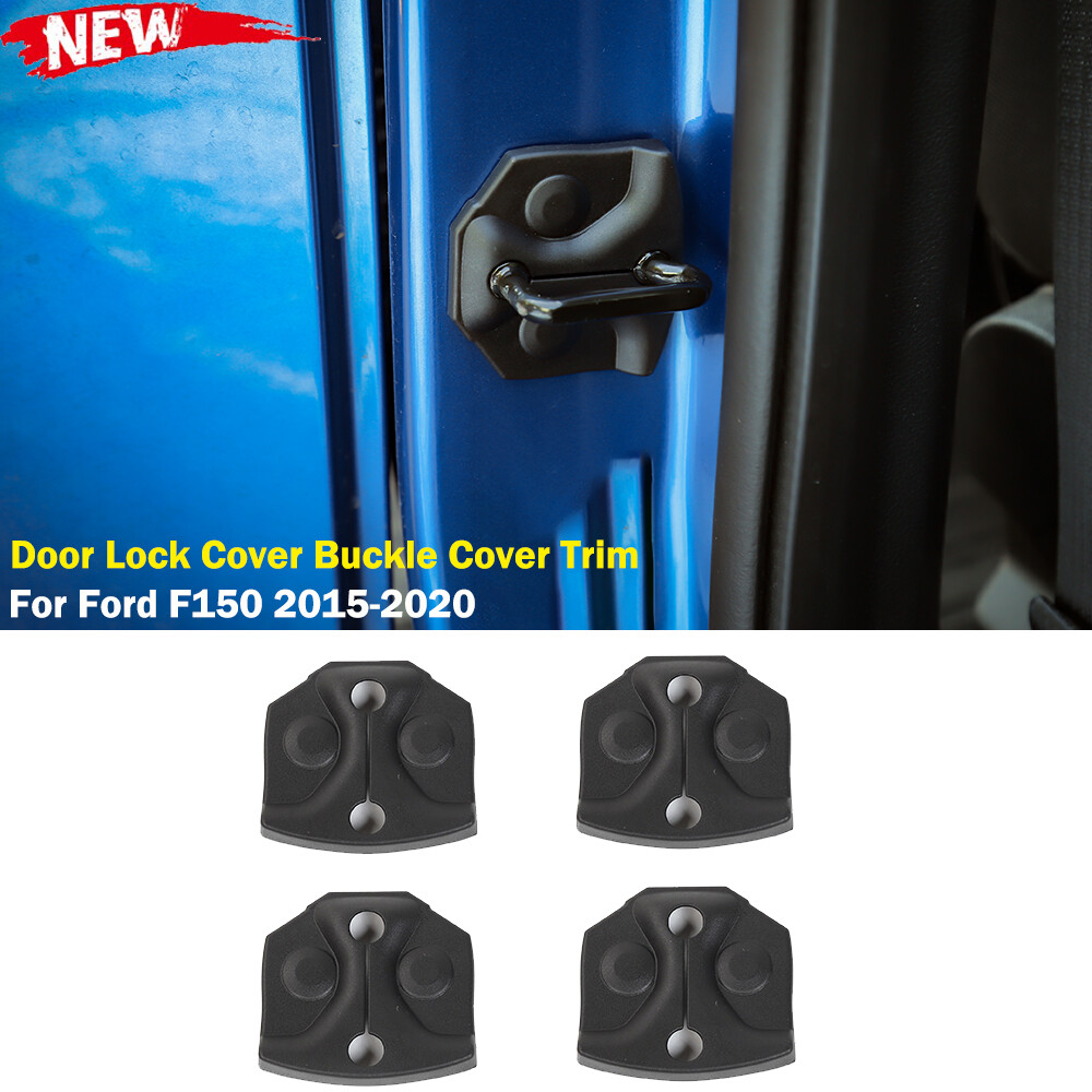 4pc Black Door Lock Cover Buckle Base Decal Overlay Trim For Ford F150 2015-2020