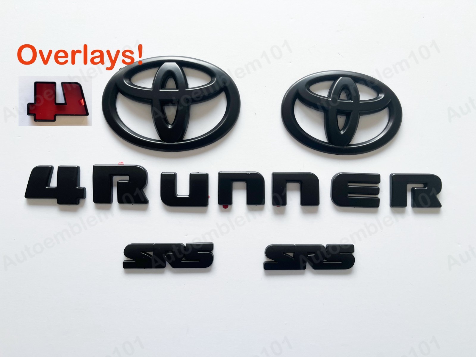 NEW For 2010 – 2024 TOYOTA 4RUNNER SR5 MATTE BLACKOUT EMBLEM OVERLAY KIT OEM SR5