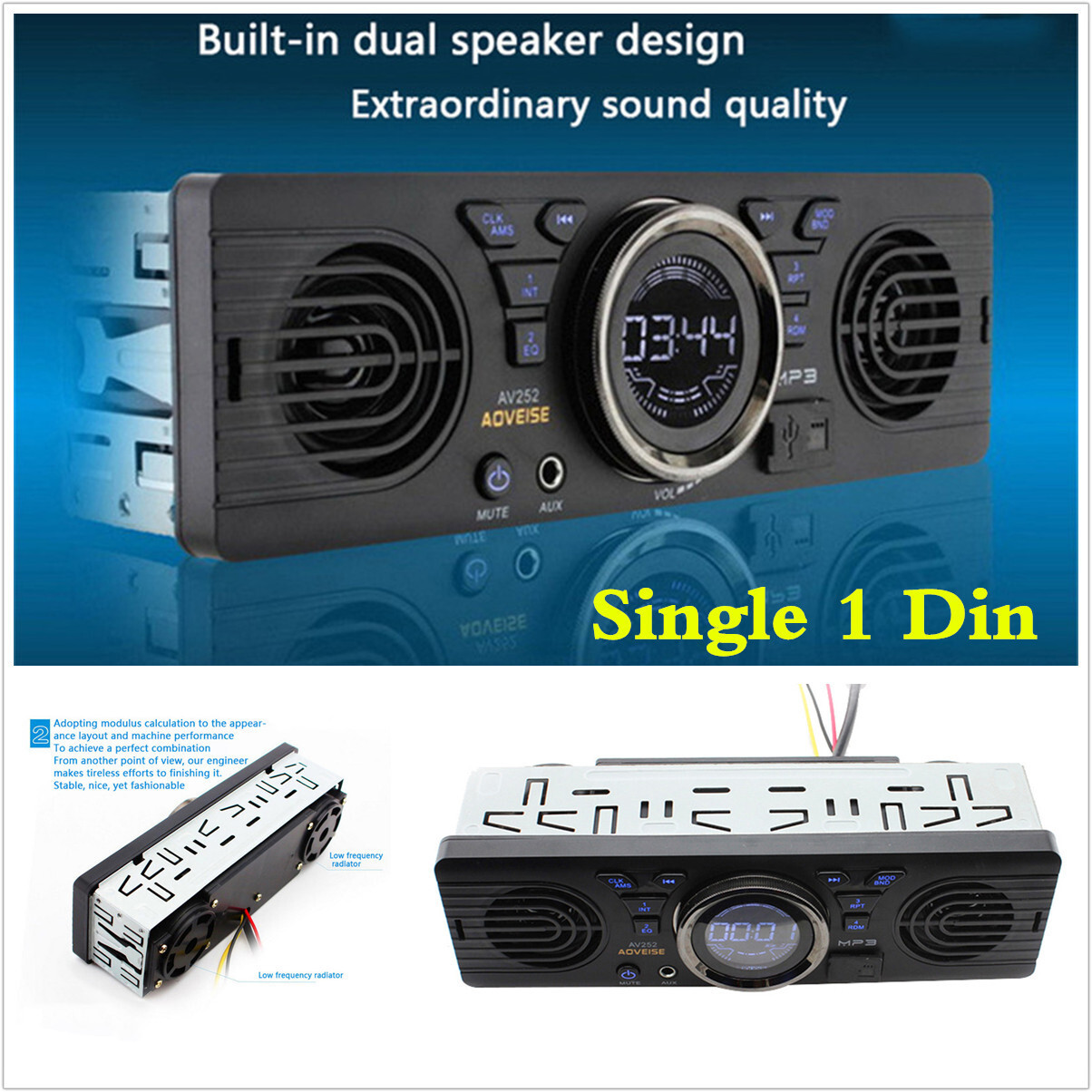 Single DiN FM Radio Stereo Car MP3 Player Bluetooth Head Unit Audio Receiver