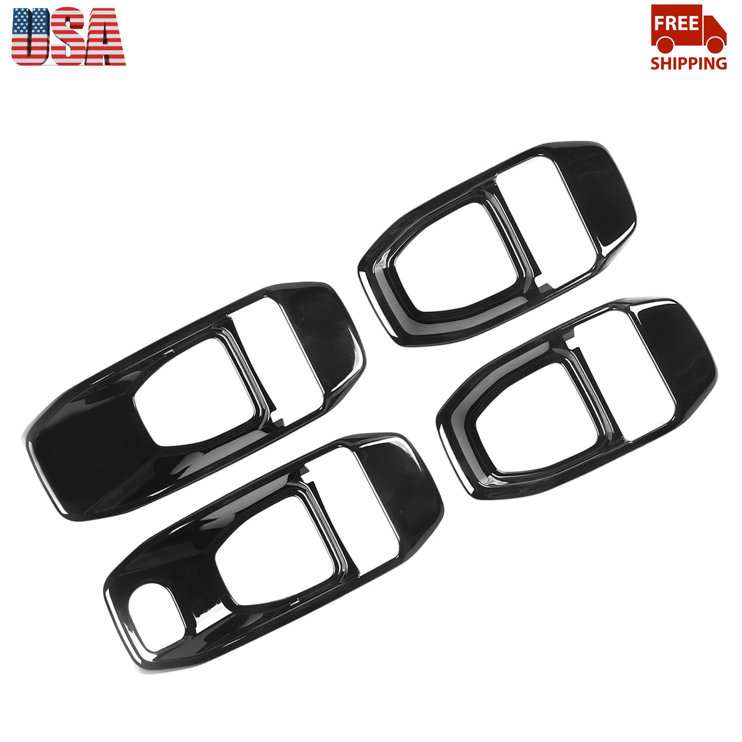 For Jeep Wrangler JL 2018+ 4Door 4PCS Black Interior Door Handle Bowl Cover Trim