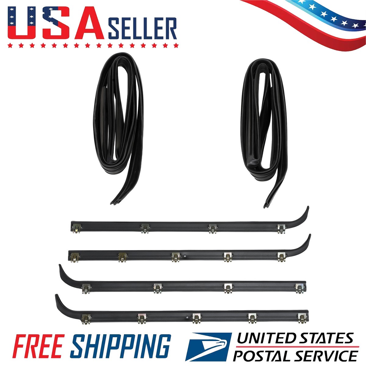 Felt Seal Run Channel Window Molding Sweep for Ford F150 1987-1997 Front Kit