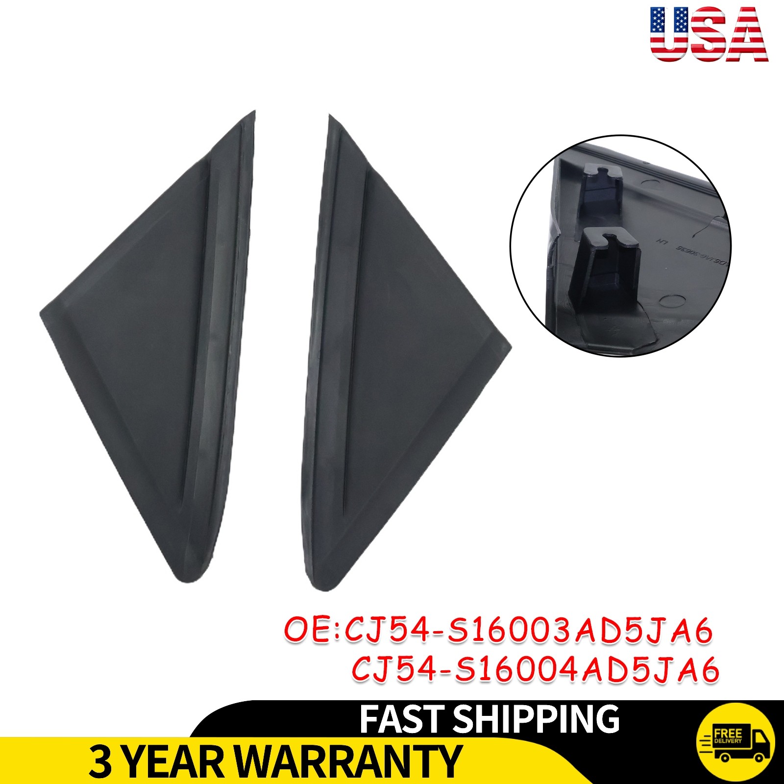 New Fits 2013-2019 Ford Escape Front Left+Right Mirror Corner Triangle Cover