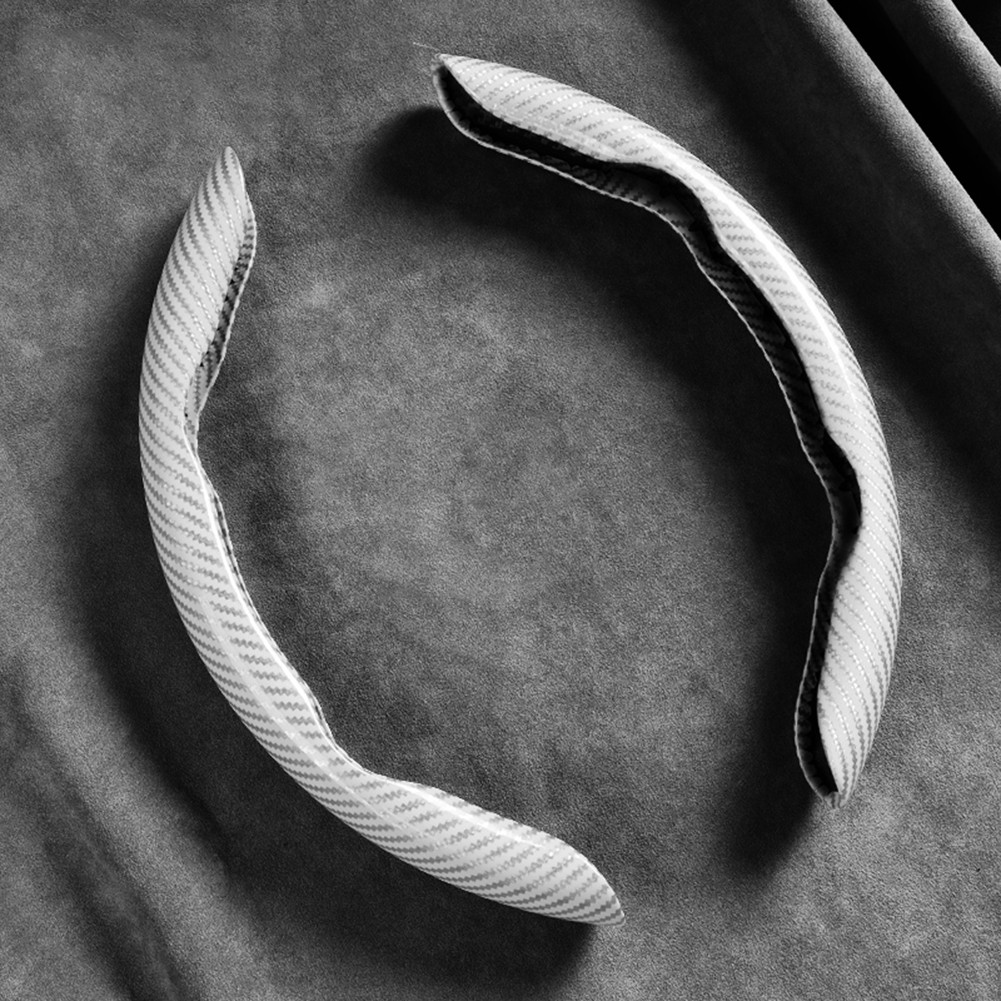 Universal Segmented Anti-slip Carbon Fiber Hard Car Steering Wheel Cover White