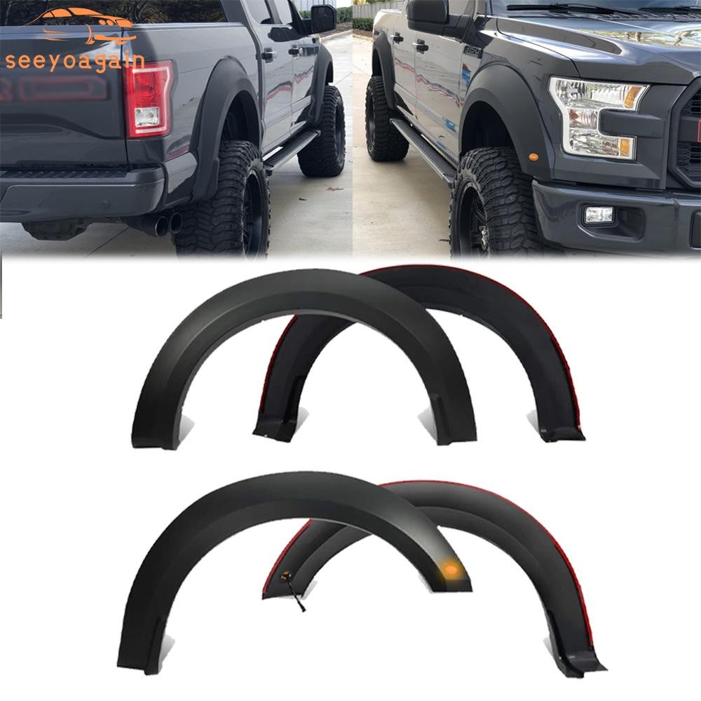 For 2015-2017 Ford F150 Fender Flares w/ Amber LED Light Raptor Style 4pcs Set