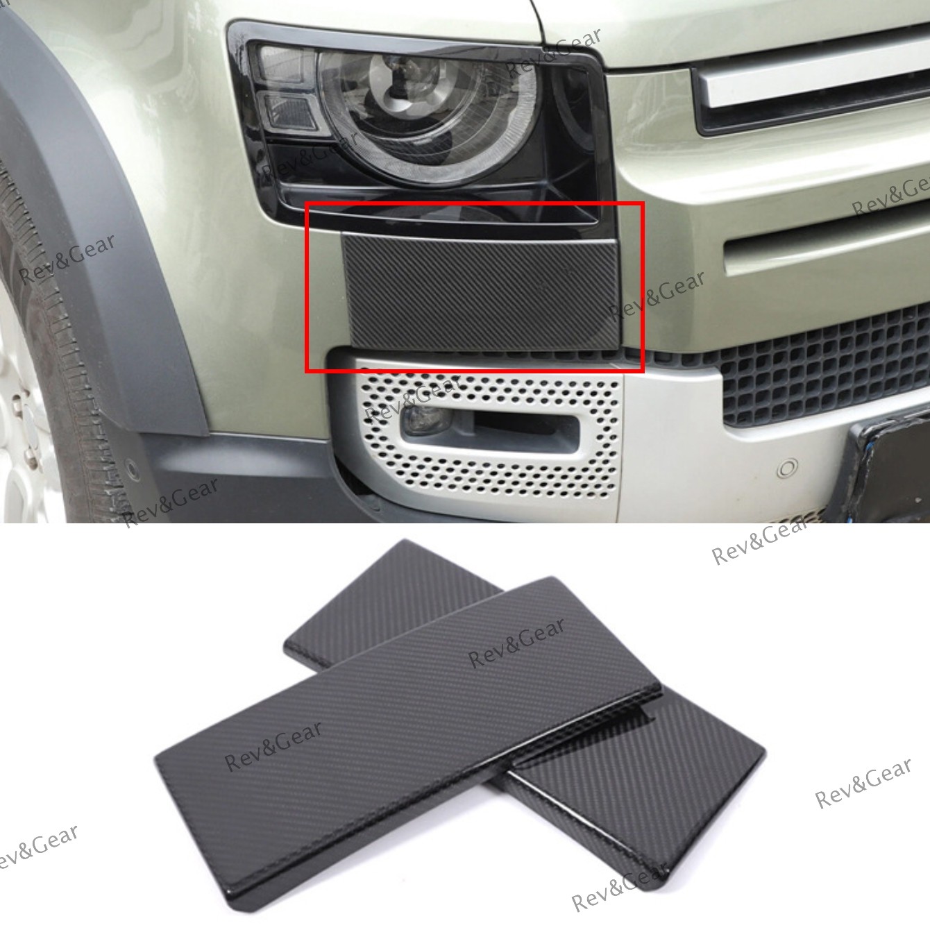 Dry Carbon Fiber Headlight Lower Panel Trim Cover Trim For LR Defender 2020-2025