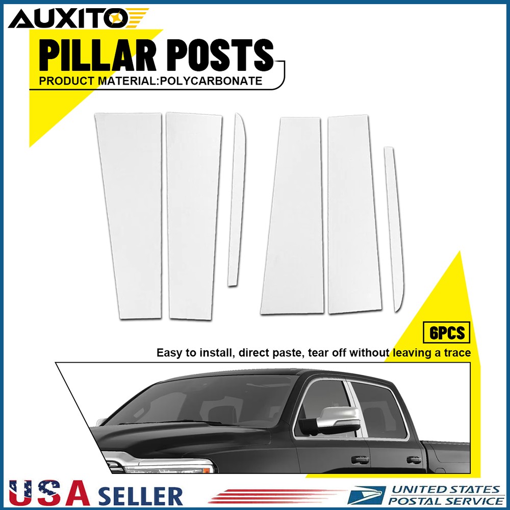 For 2019-2025 Chevrolet Silverado 1500 High Country 6PCS Chrome Pillar Post Trim