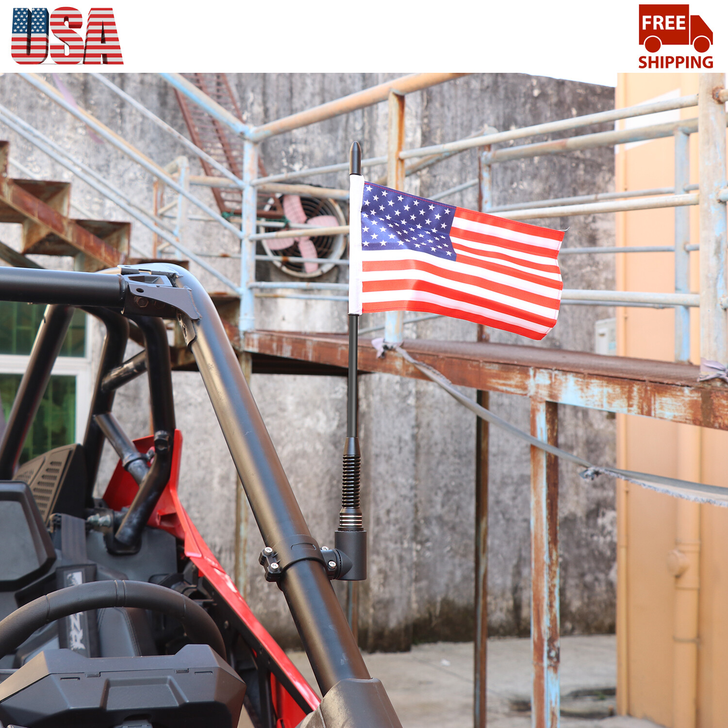 For Polaris RZR Ranger 2015-2020 1PCS US Flag Front Hood Flagpole Mount Holder