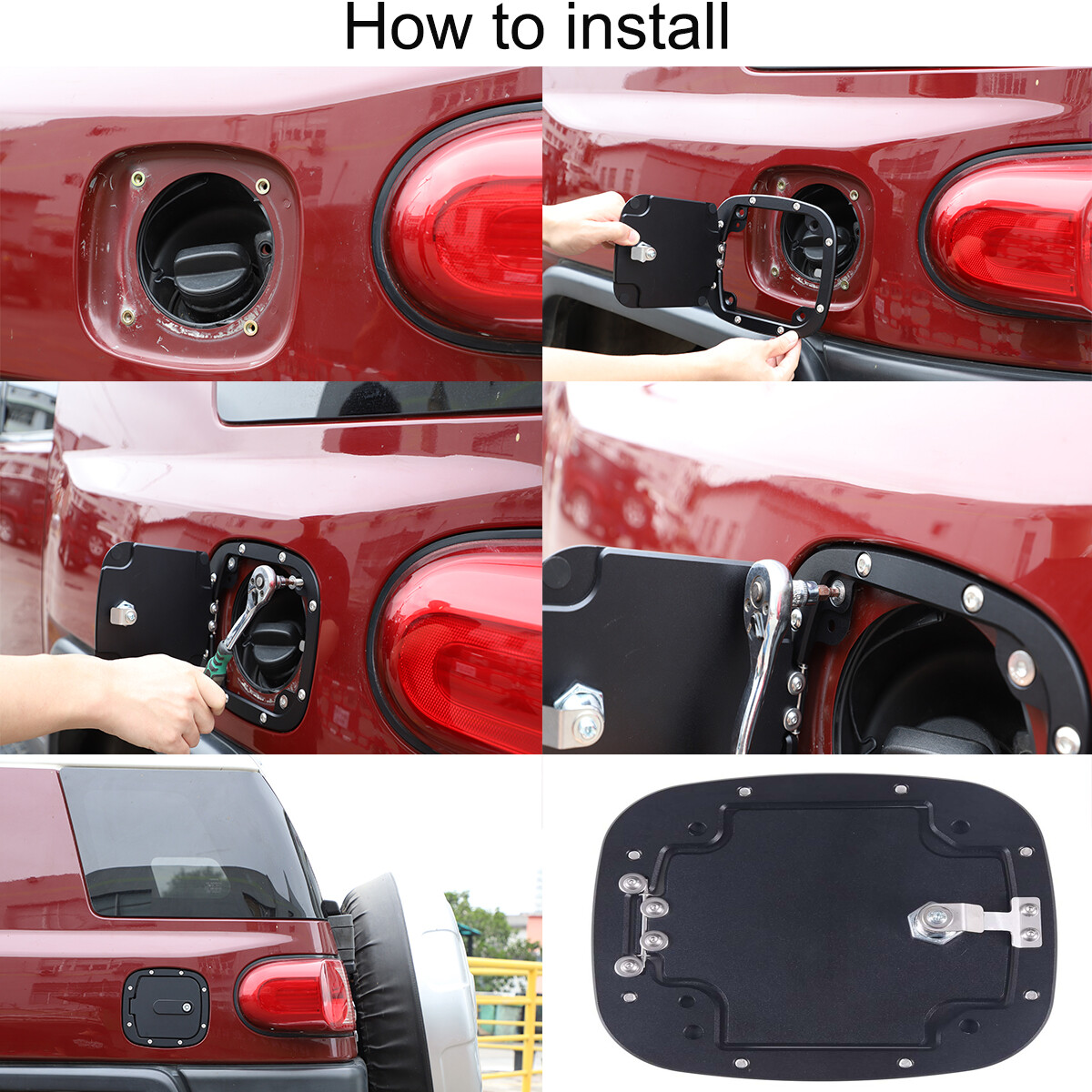 Replace Black Alloy Fuel Tank Cap Outer Cover Trim For Toyota FJ Cruiser 2007-21