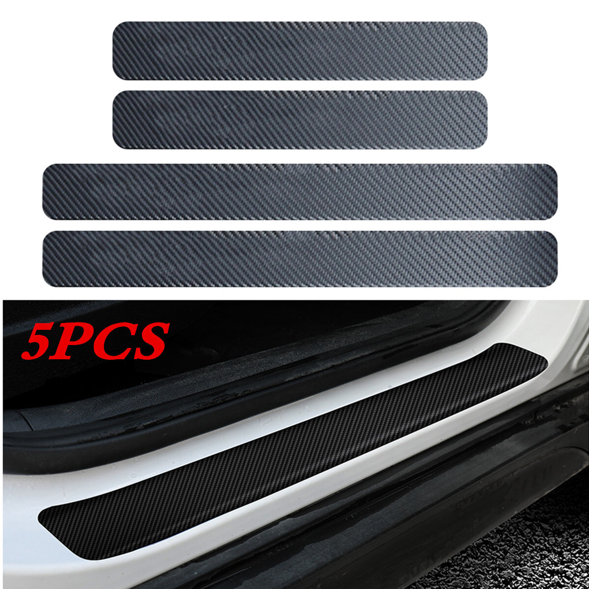 Car Rear Bumper Door Sill Scuff Plate Cover Strip Sticker Guard Protector Trim