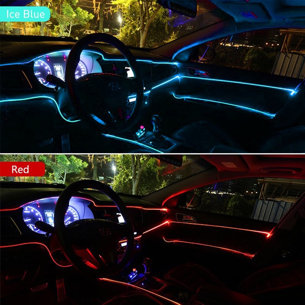 2M Cold White LED Car Interior Decor Trim Atmosphere Wire Strip Light Lamp Dash