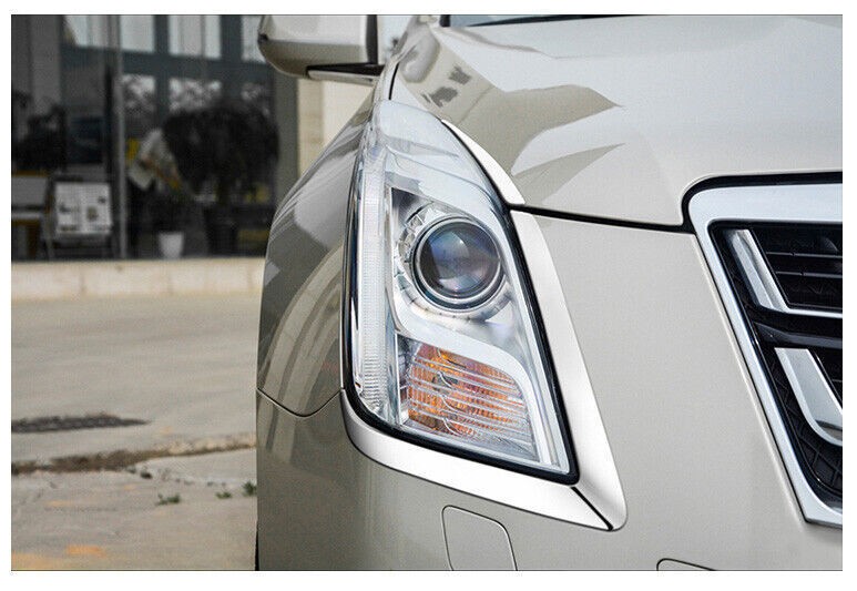 For Cadillac XTS 2013-2019 Chrome Steel Front Headlight Lamp Eyebrow Trim 2pcs