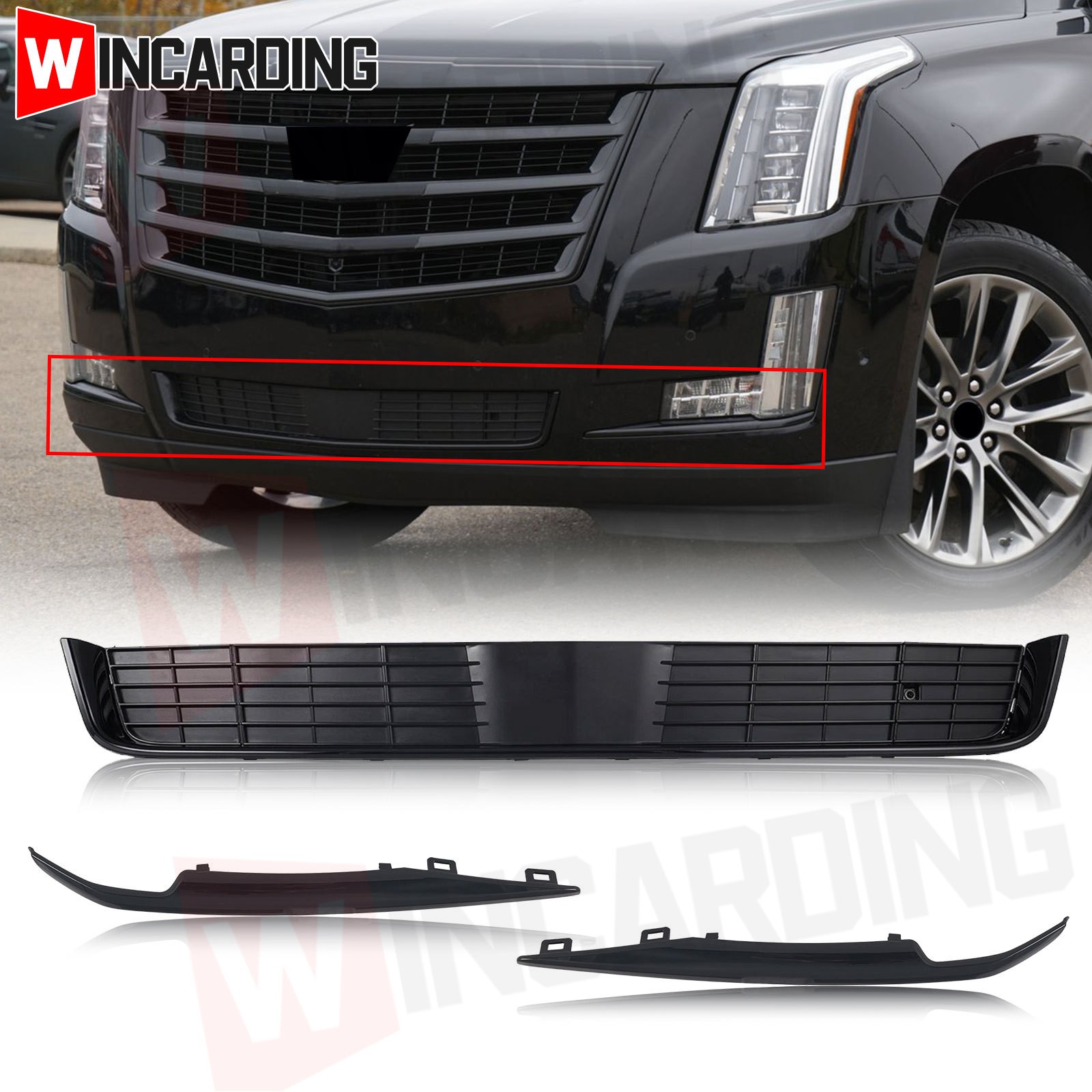 For 2015-2020 Cadillac Escalade Lower Grille Bumper Molding Trim Gloss Black US