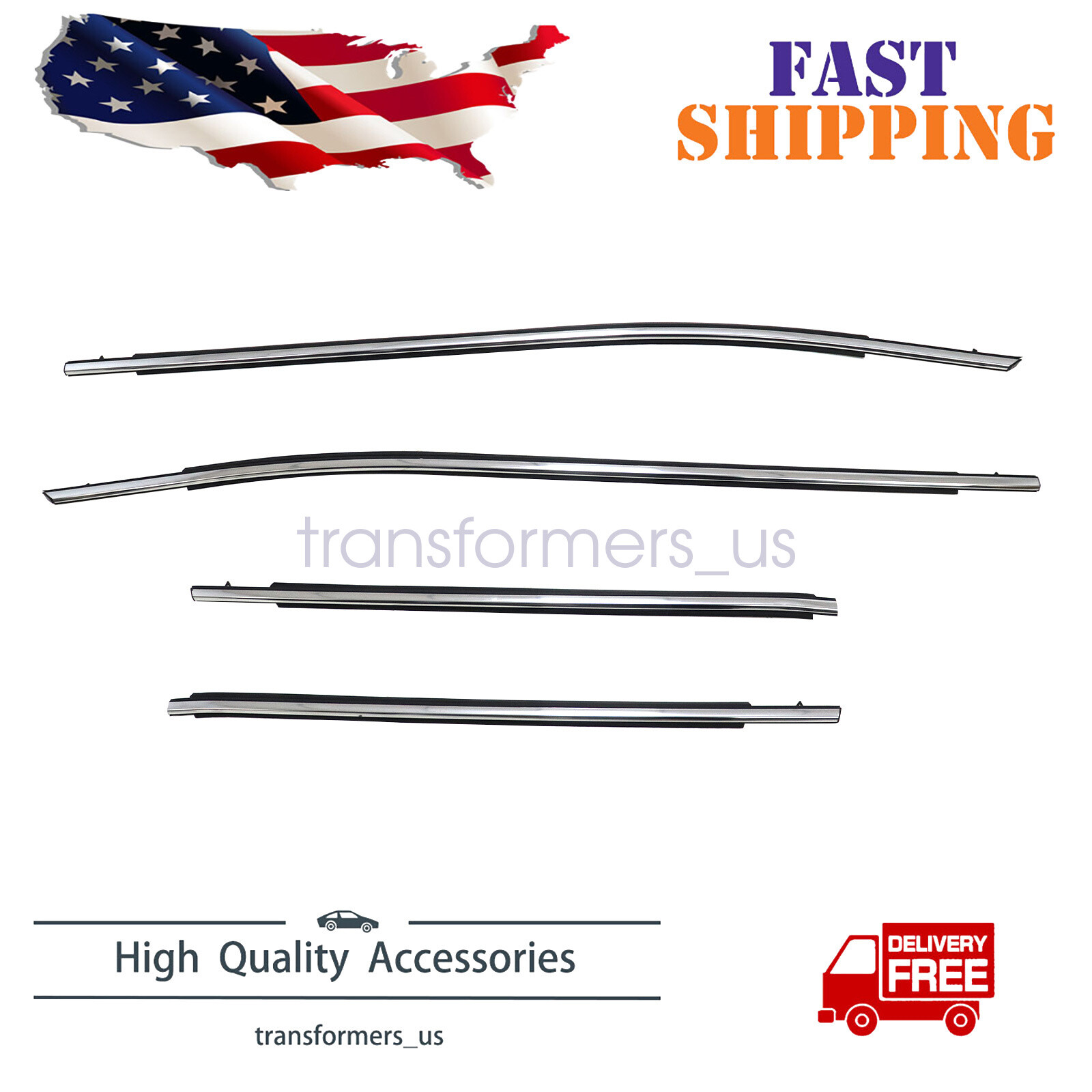 Fits 2018-2023 Toyota Camry Door Belt Molding Chrome Trim Left & Right Side US