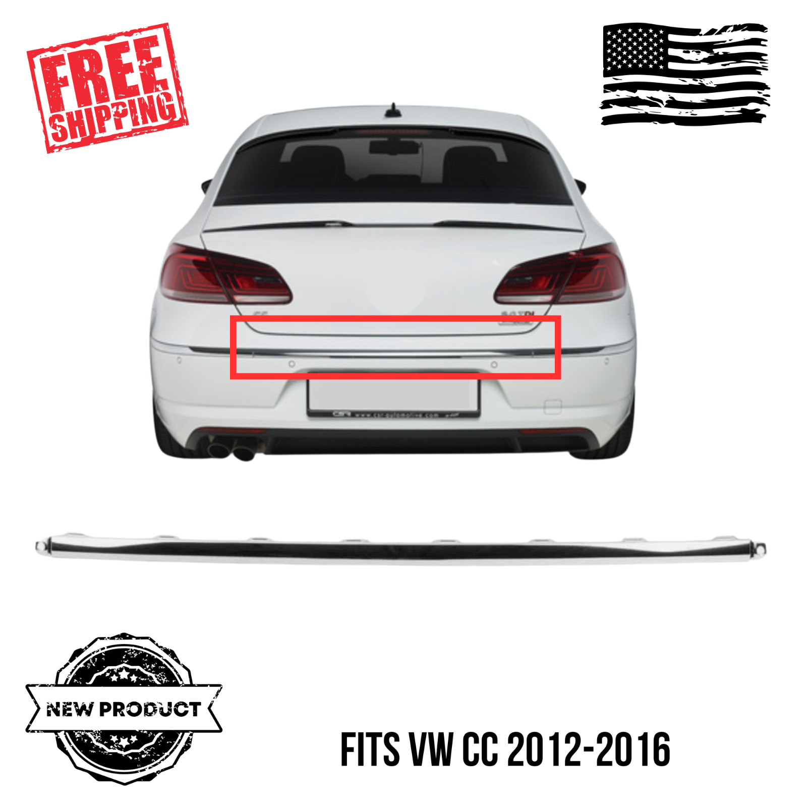 Fits NEW VW PASSAT CC 12-16 REAR BUMPER CENTER CHROME TRIM STRIPE MOLDING