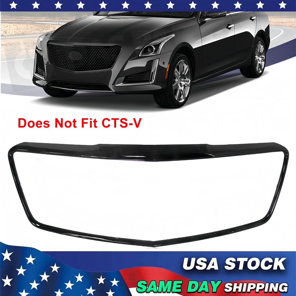 For 2015-2018 Cadillac CTS Center 84124872 GM1202105 Grille Trim Glossy Black