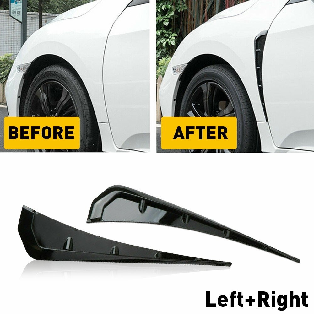 For 2016-2021 Honda Civic Glossy Black Side Fender Vent Air Wing Cover Trim 4PCS