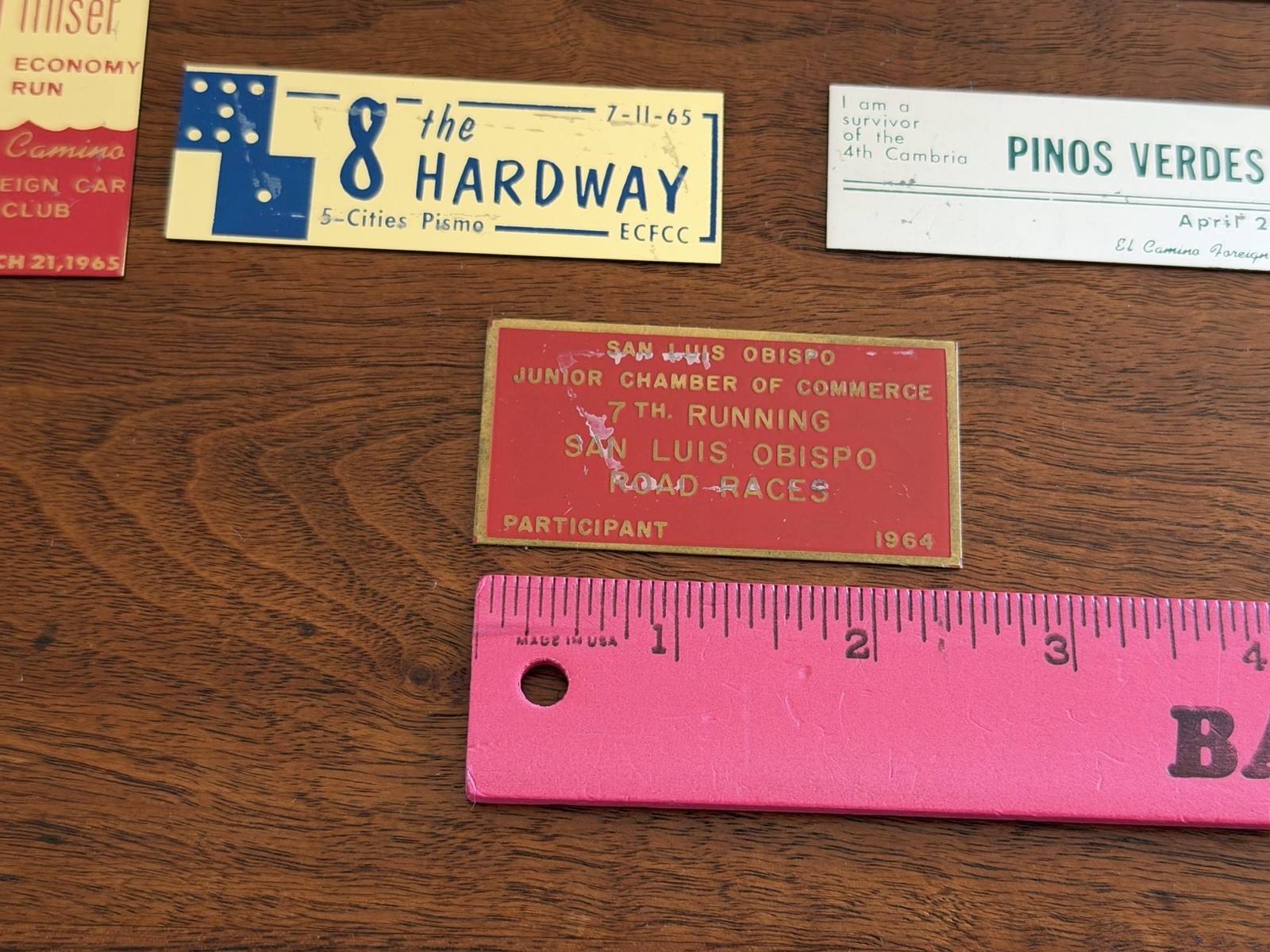 1960’s EL CAMINO FOREIGN CAR CLUB EMBLEMS Plates TIME TRIALS ATASCADERO Speedway
