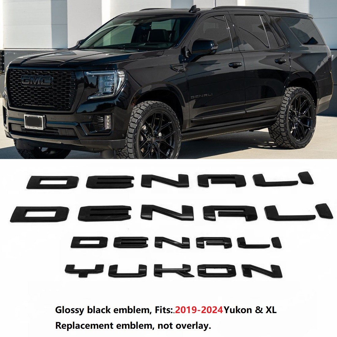 4pack OEM Side Denali Yukon Emblem for Yukon Yukon XL 2021-2024 Black 84828685