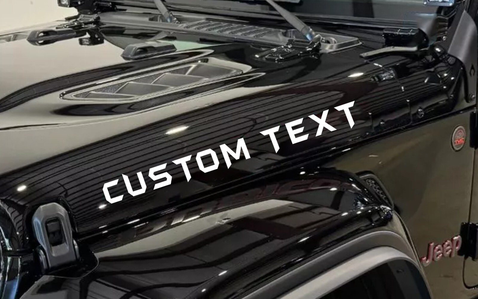 Custom Text Car Hood Sticker Engine hood decal Lettering for Jeep Wrangler 2 Pcs
