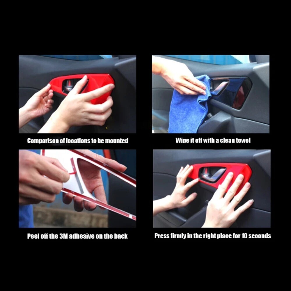 Carbon Fiber Exterior Door Handle Bowl Cover Trim 4Pcs For Toyota Camry 2018-24