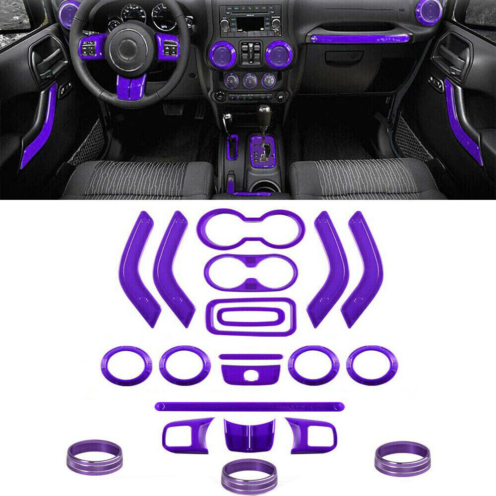 21X Car Interior Decoration Trim Kit For Jeep Wrangler JK 2011-2018 4Door Purple