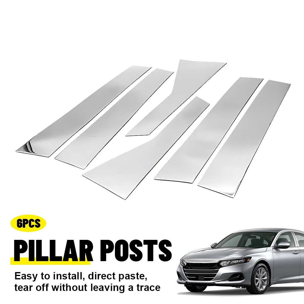 6PCS Chrome Posts Pillar Door Trim Window Fit Decal 2018-2022 Honda Accord Sedan