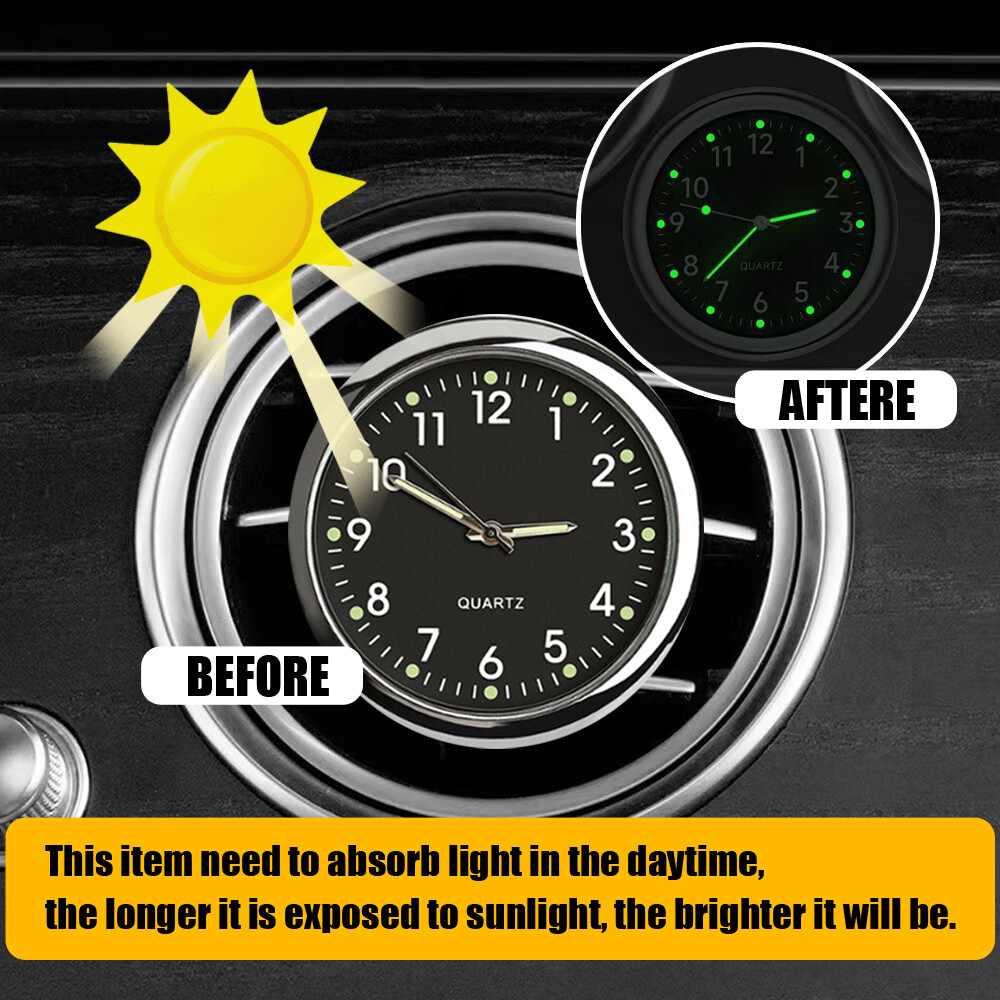 Mini Pocket Quartz Digital Analog Watch Stick-On Clock Luminous Fit For Car Boat
