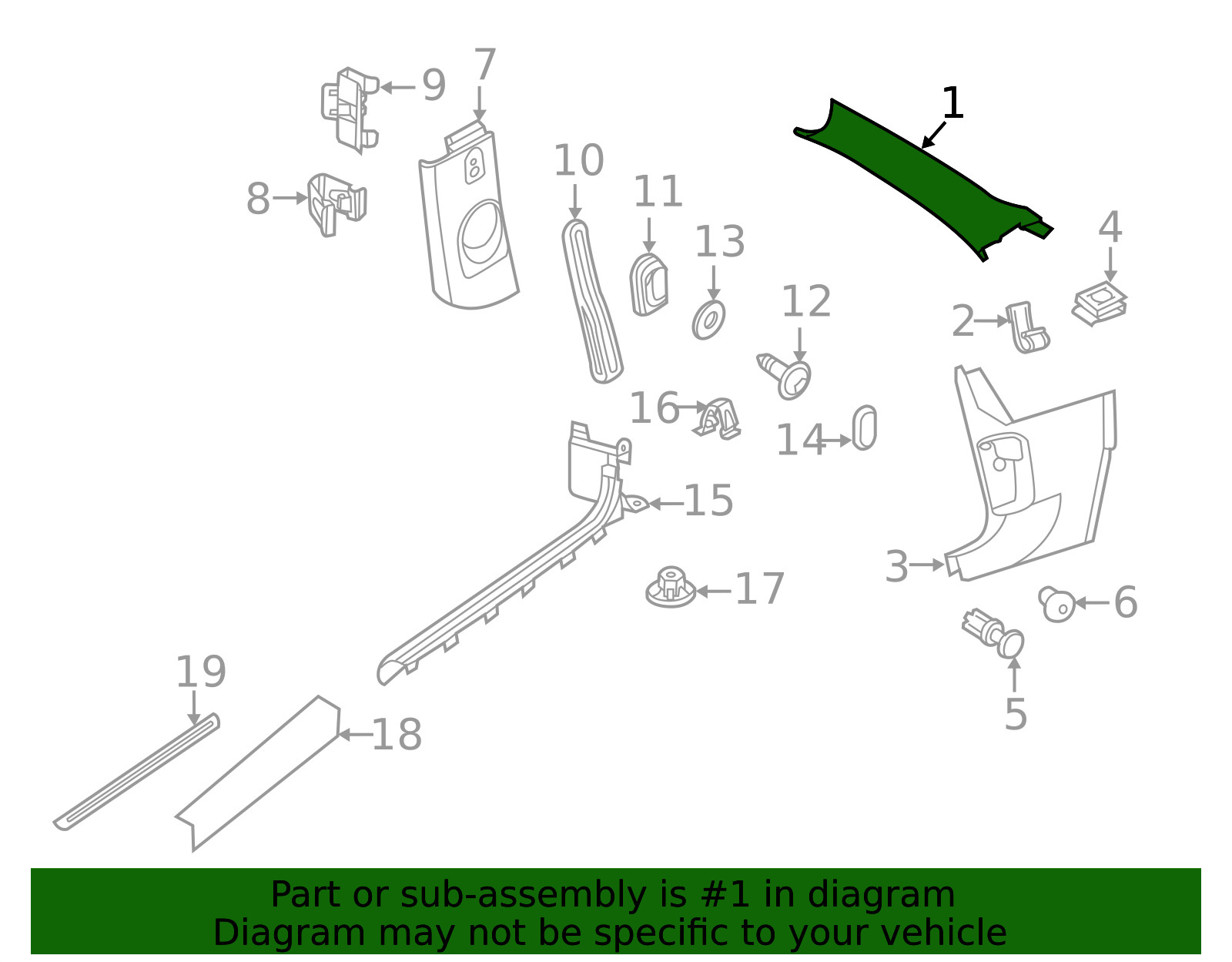 Genuine Volkswagen Body A-Pillar Trim Panel 5C5-867-233-A-PX7
