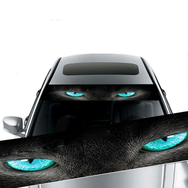 Car Front Window Decal 3D Blue Eye Shadow Graphic Vinyl Sticker Waterproof