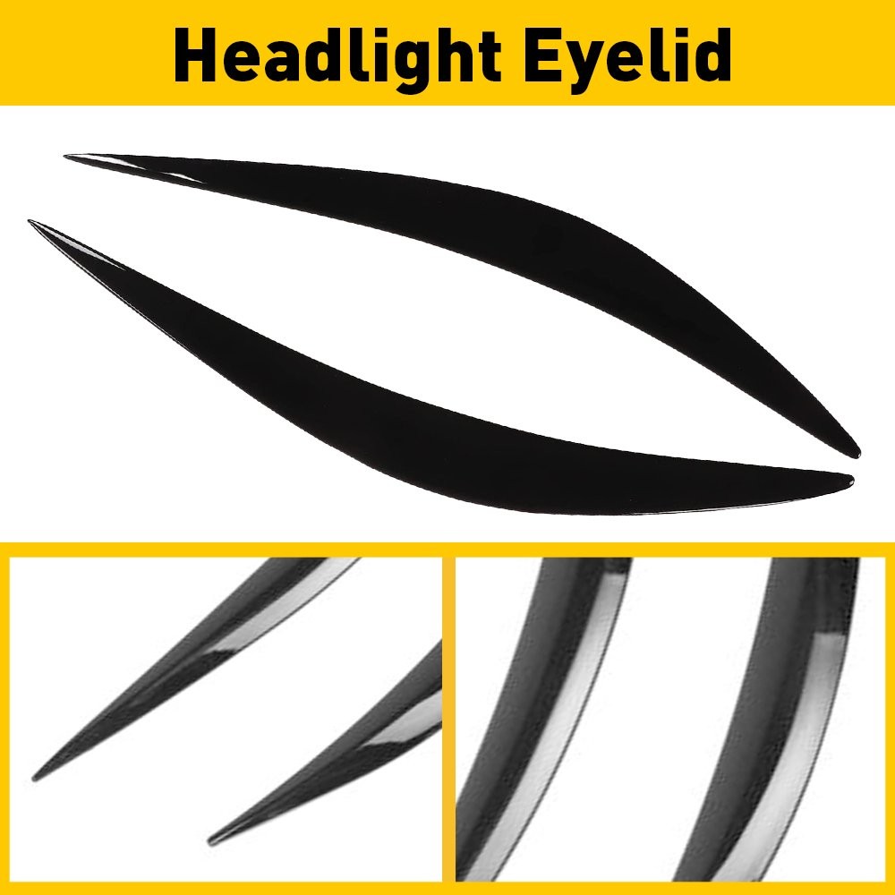 Headlight Eyebrows Eyelid Trim Cover Glossy Black For 2014-2023 Infiniti Q50 EE