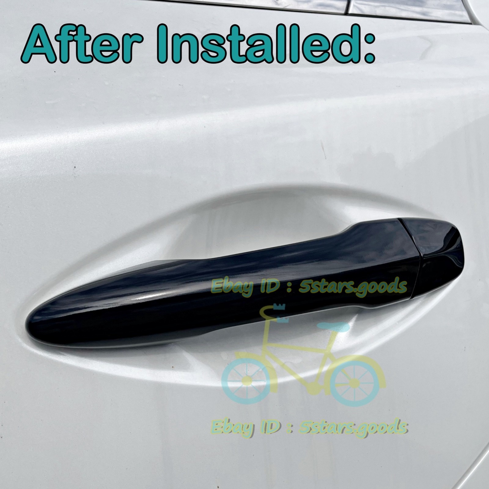 For 14-24 Infiniti Q50 Glossy Pure Piano Black Side Smart Door Handle Cover Trim