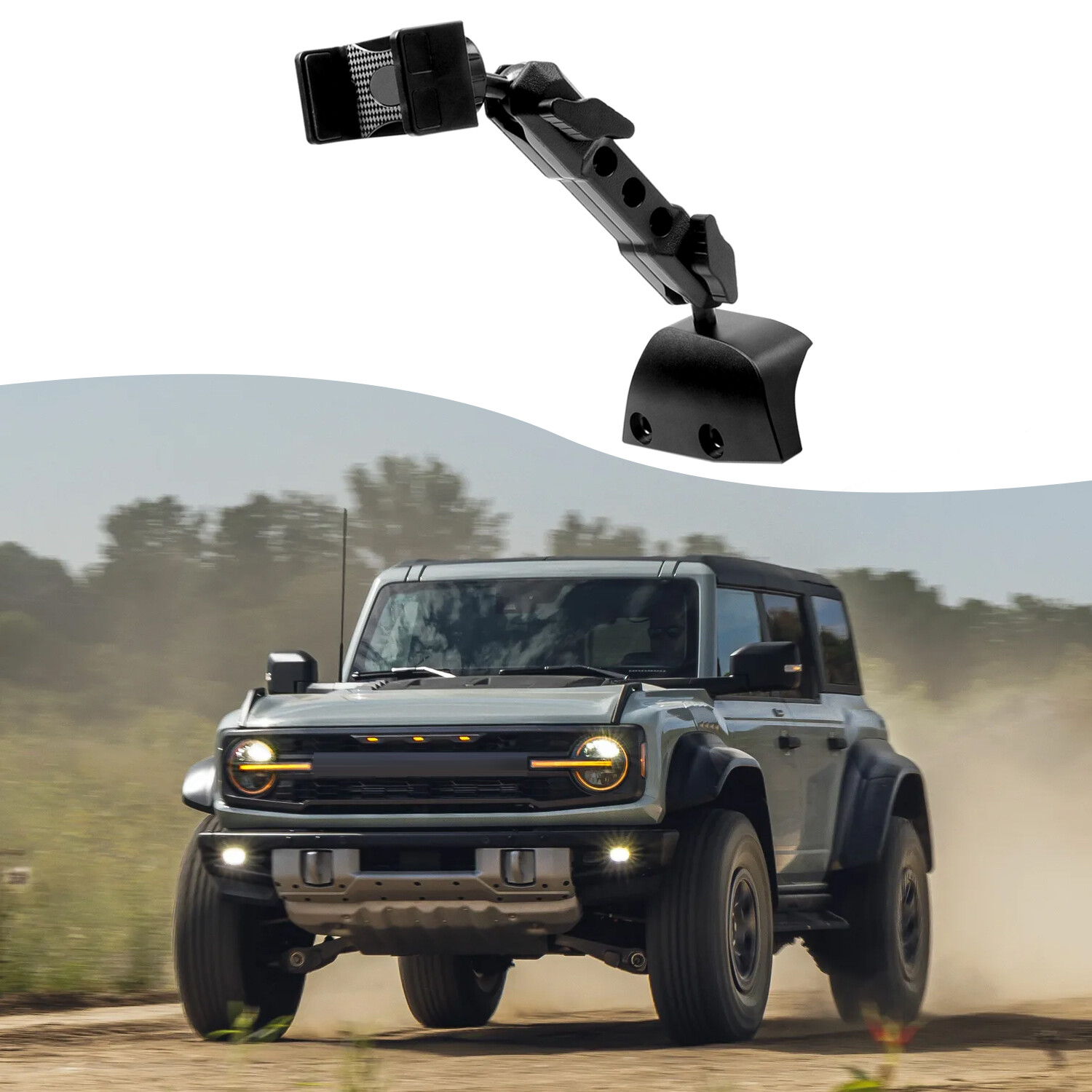 For Ford Bronco 2021+ Black Central Console Dashboard Phone Bracket Accessories