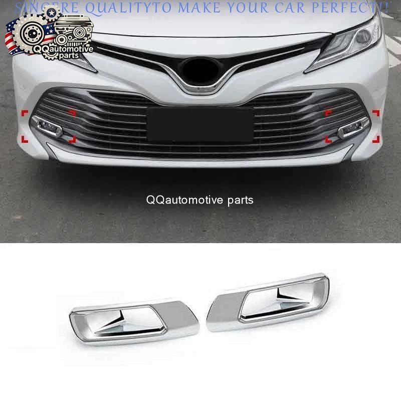 2x ABS Silver Front Fog Light Eyelid Trim For Toyota Camry 2018-2020