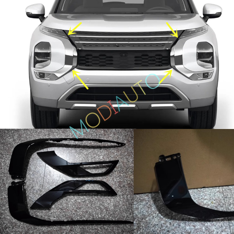 Replace for Mitsubishi Outlander 22-25 Bumper Grille Side Strips Trim Black ABS