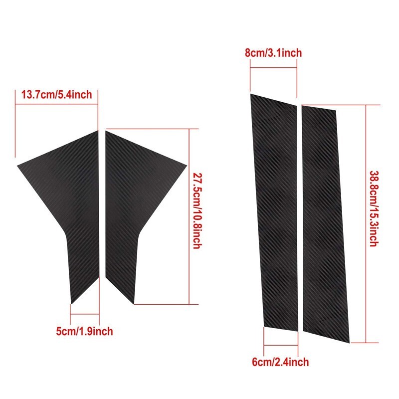 6pcs For 2016-2021 Honda Civic Door Pillar Post Trim Carbon Fiber Color Decor US