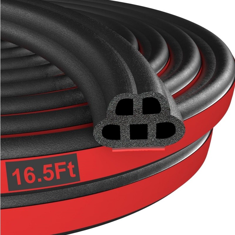 16.4ft Car Rubber Seal Strip Universal Car Door Weather Stripping Self Adhesive