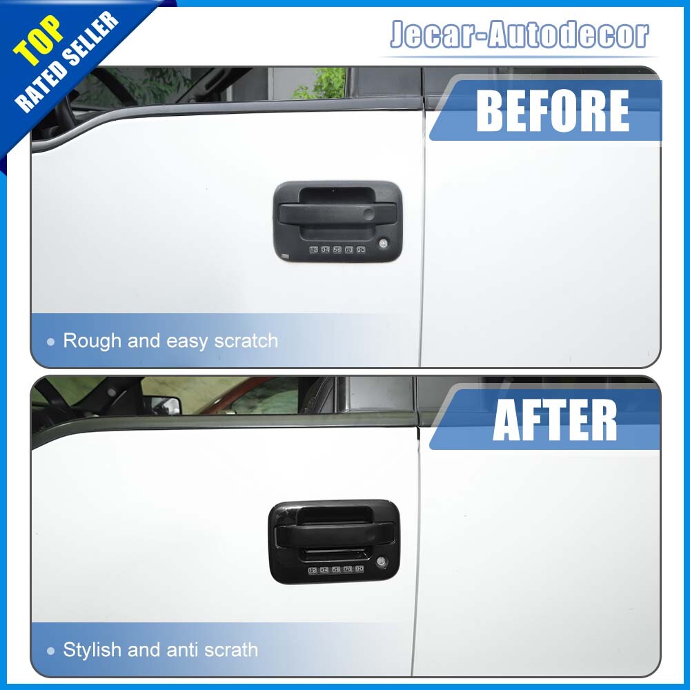 Exterior Side + Tail Door Handle Bowl Decor Cover Trim For 09-14 Ford F150 Black