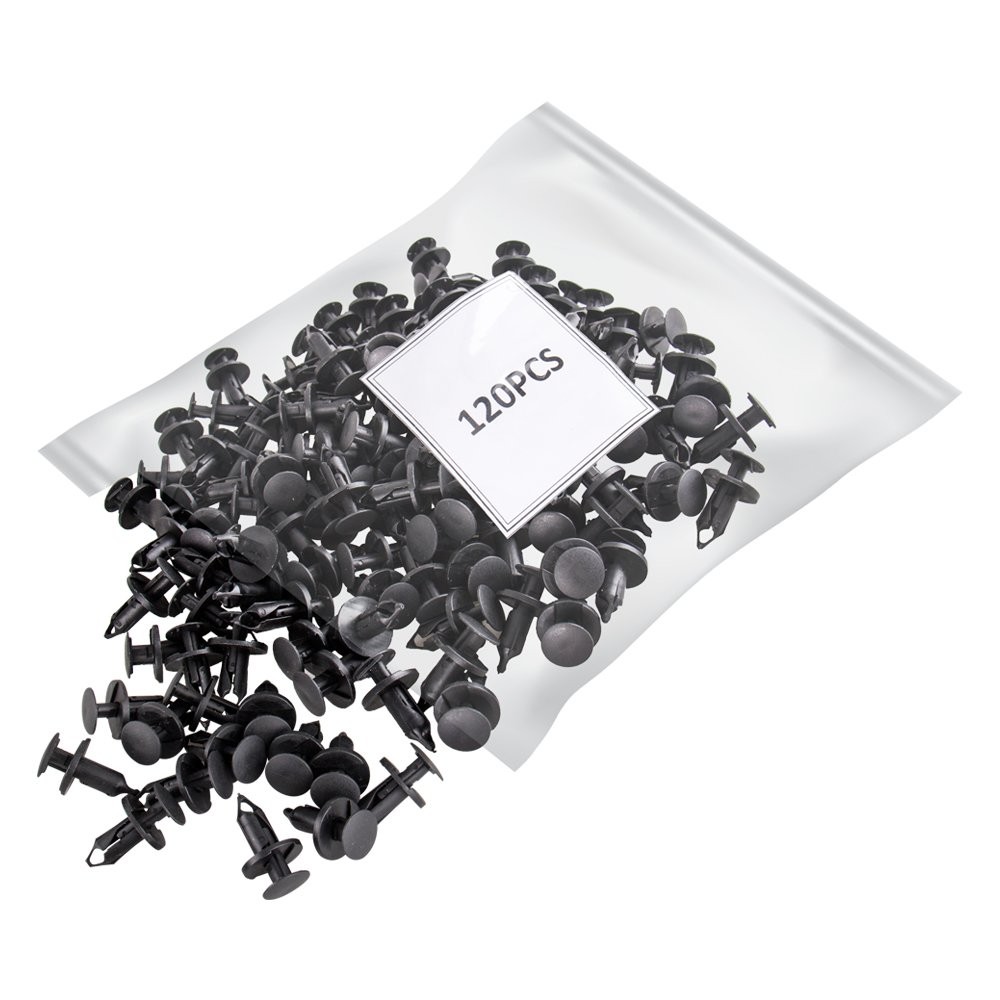 120PCS Bumper Clips 8mm Plastic Rivet Fastener Mud Flaps Fender Push Universal
