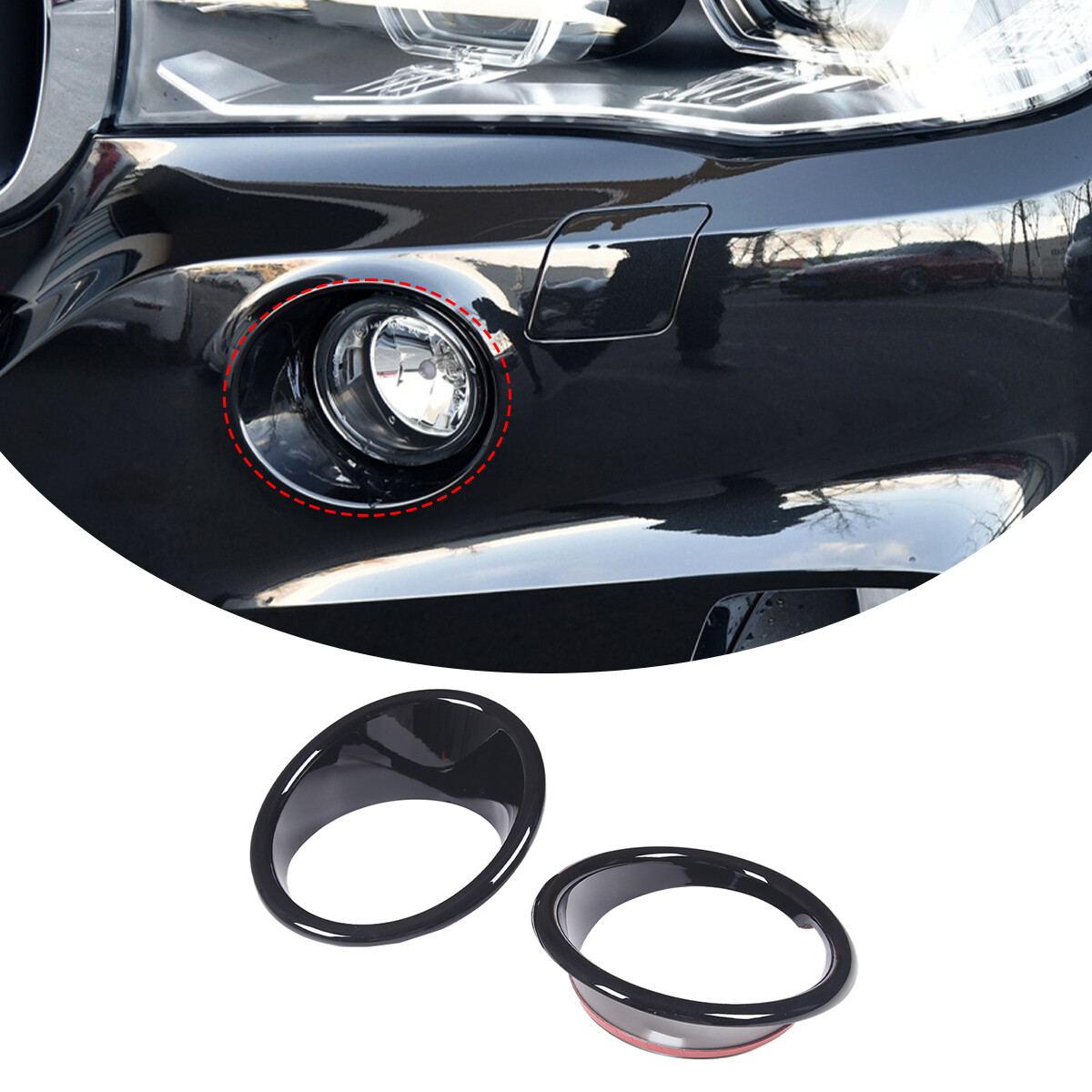 Gloss Black Front Fog Light Lamp Ring Cover Trim Cover For BMW X5 F15 2014-2018
