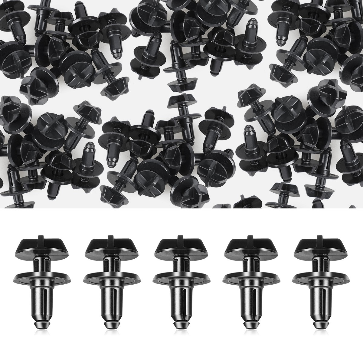 100pcs POM Rivet Fastener Mud Flaps Bumper Fender Push Clips For Ford