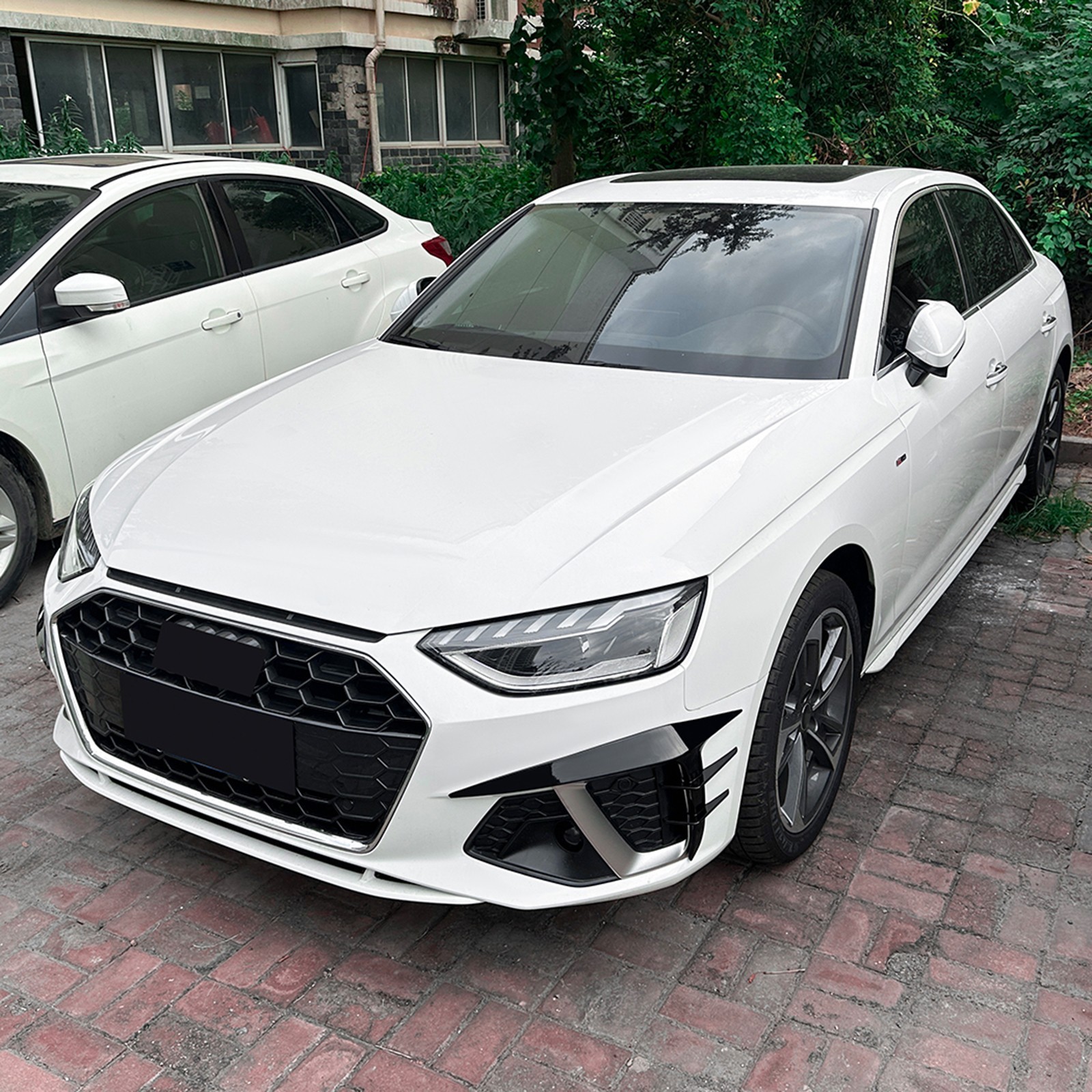 Black Front Bumper Side Vent Decor For Audi A4 S4 B9.5 Sline